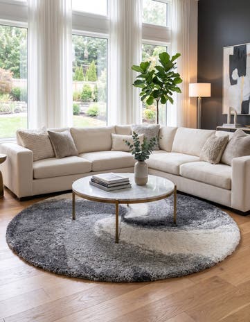 Smoke Gray Soft Touch Shag Round Rug
