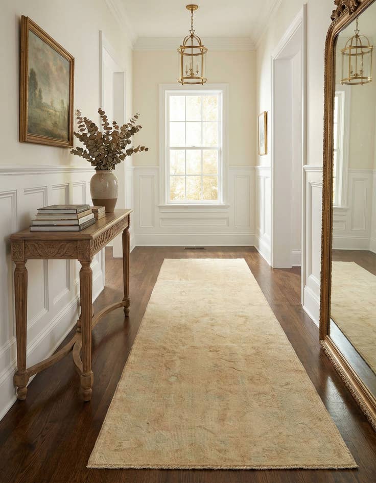 Detail image of 2' 10 x 9' 8 Hand Knotted Oushak Wool Runner Rug