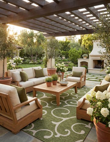 13' x 13' Easy-Clean Botanical Indoor / Outdoor Square Rug