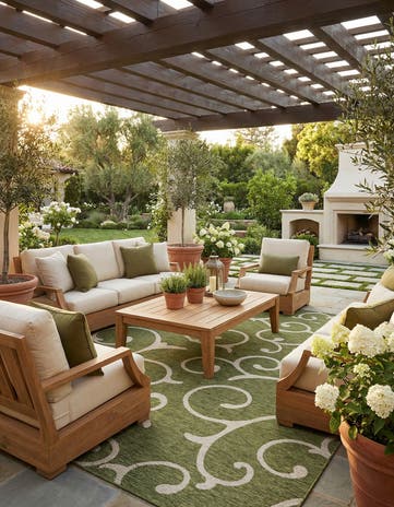 13' x 13' Easy-Clean Botanical Indoor / Outdoor Square Rug