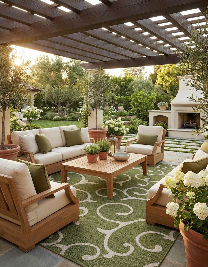 13' x 13' Easy-Clean Botanical Indoor / Outd...