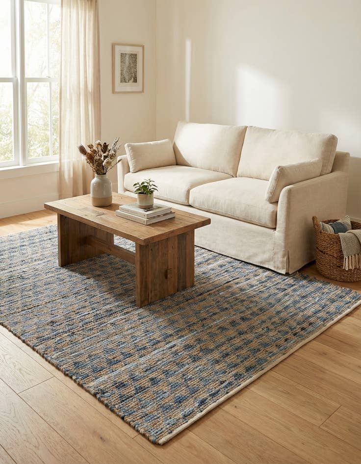 Detail image of 5' 1 x 8'  Hand Woven Chindi Jute Rug