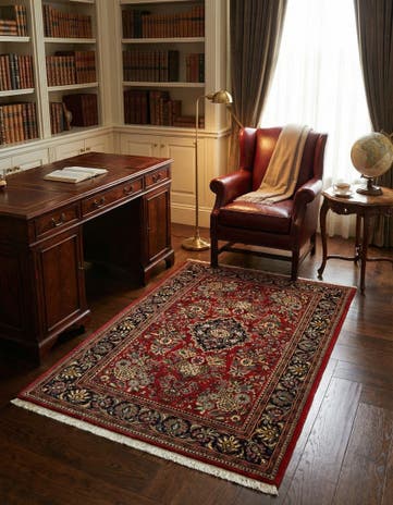3' 5 x 5' 2 Hand Knotted Qom Persian Rug