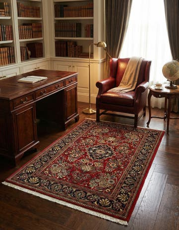 3' 5 x 5' 2 Hand Knotted Qom Persian Rug