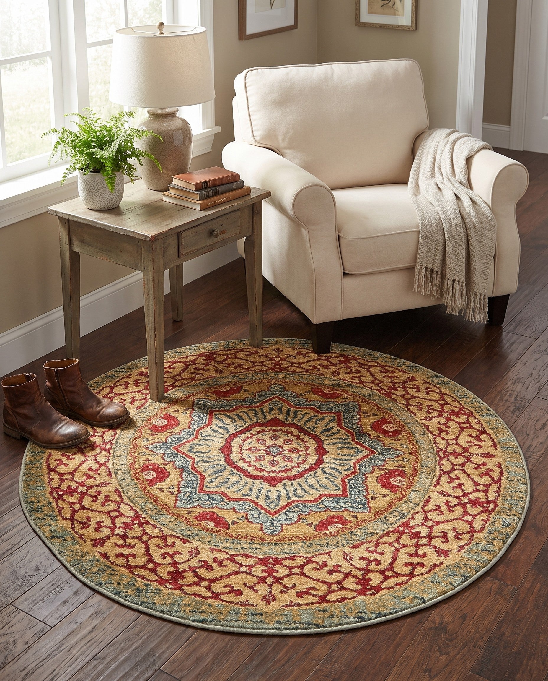 Light Blue Amina Round Rug