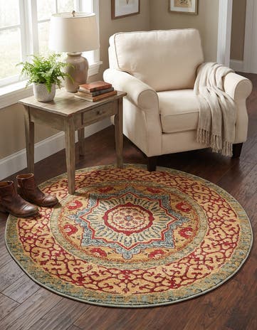 Light Blue Amina Round Rug