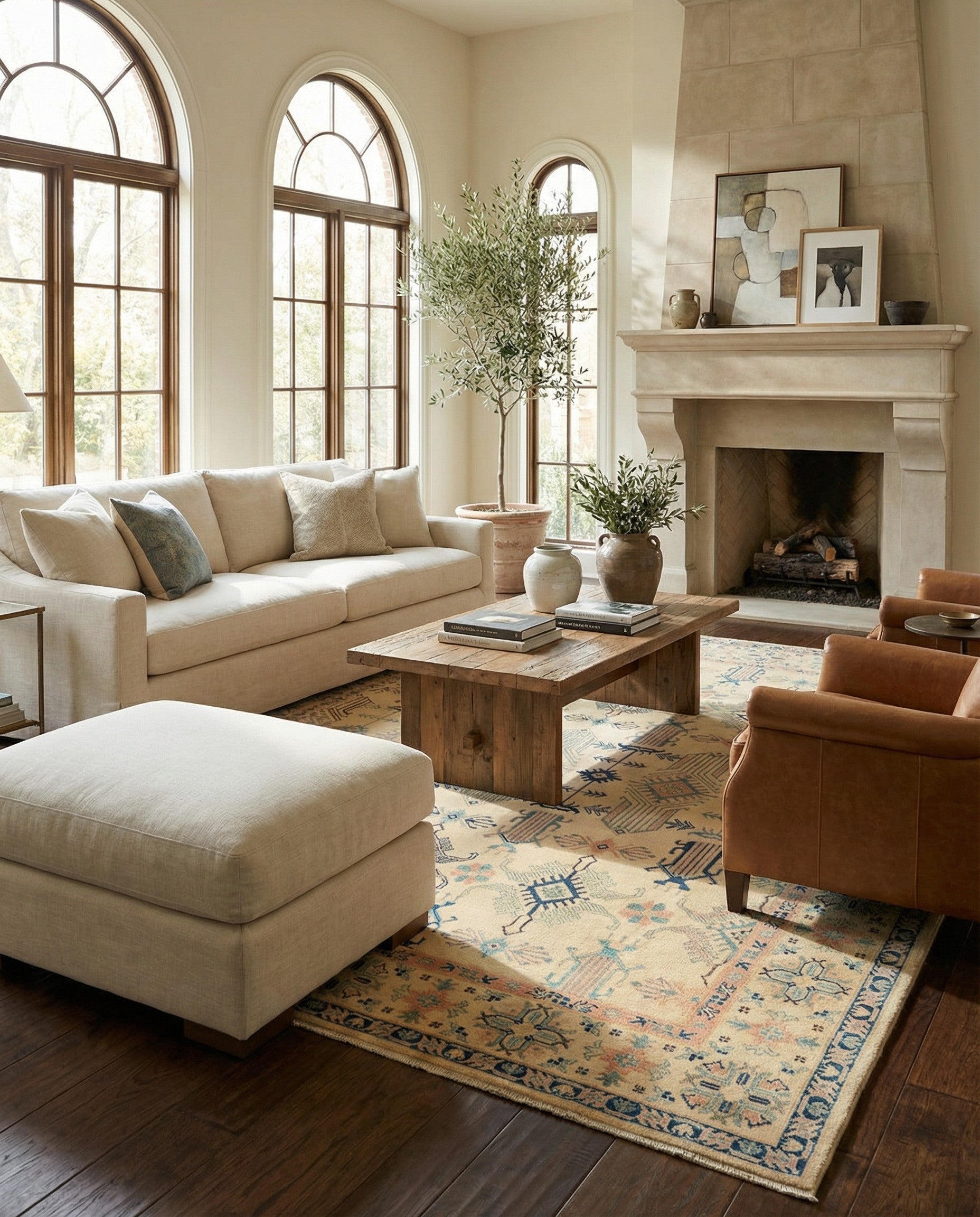 8' 1 x 9' 8 Hand Knotted Oushak Wool Rug