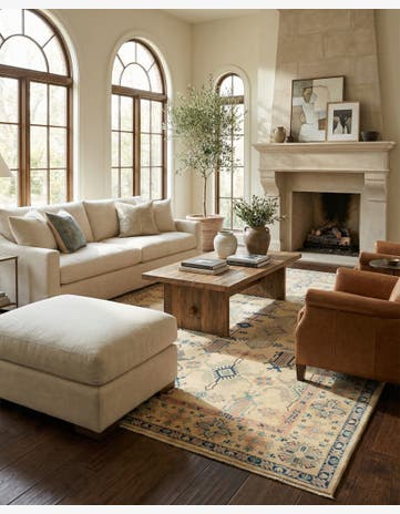 8' 1 x 9' 8 Hand Knotted Oushak Wool Rug