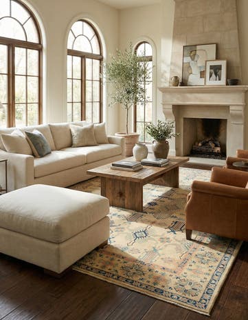 8' 1 x 9' 8 Hand Knotted Oushak Wool Rug