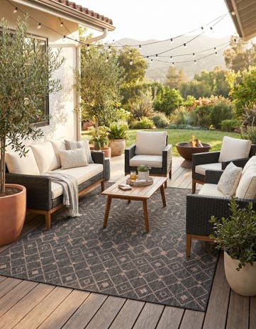5' 3 x 7' Easy-Clean Lattice Indoor / Outdoor Rug