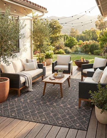 5' 3 x 7' Easy-Clean Lattice Indoor / Outdoor Rug