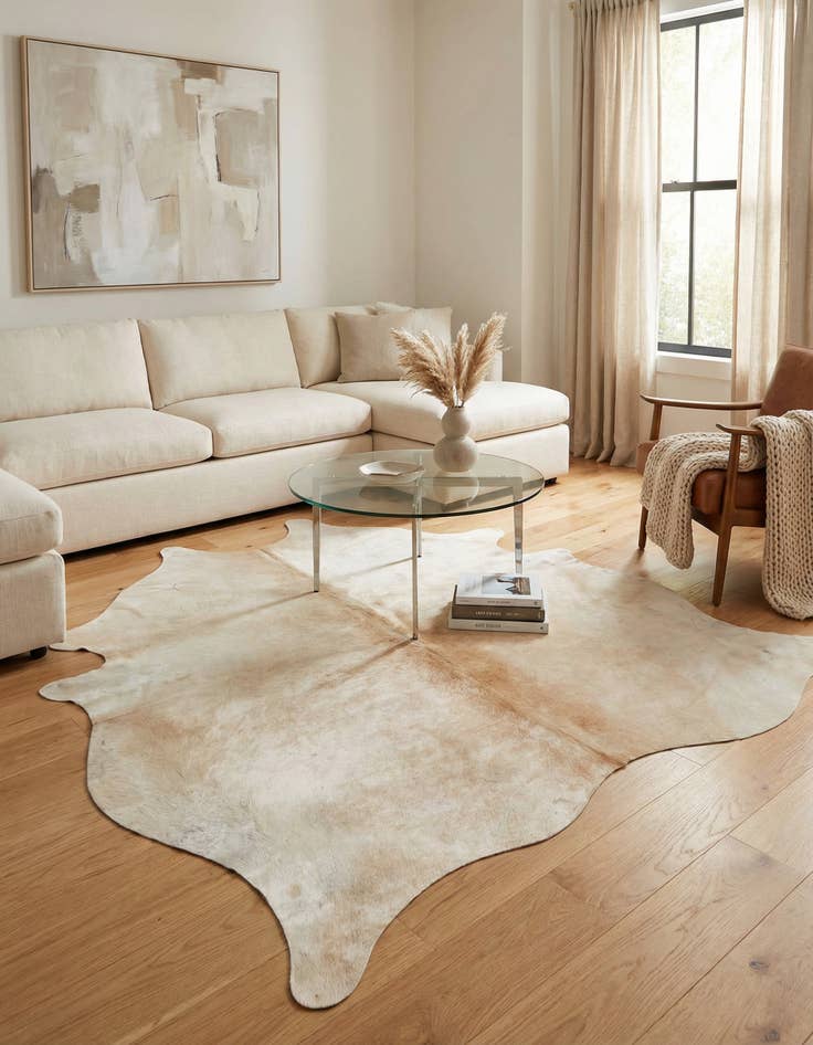 Detail image of 5' 11 x 6' 5 Cowhide Leather Square Rug