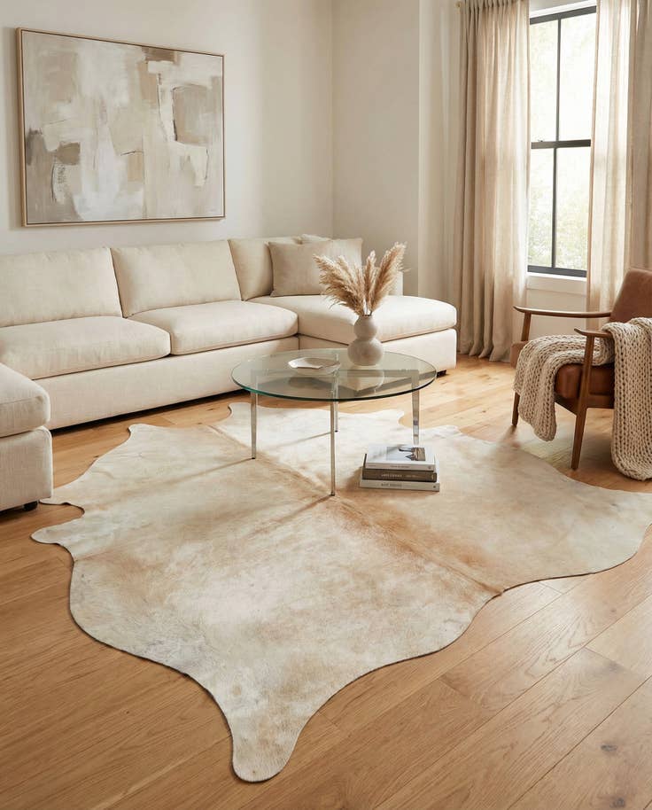 Detail image of 5' 11 x 6' 5 Cowhide Leather Square Rug