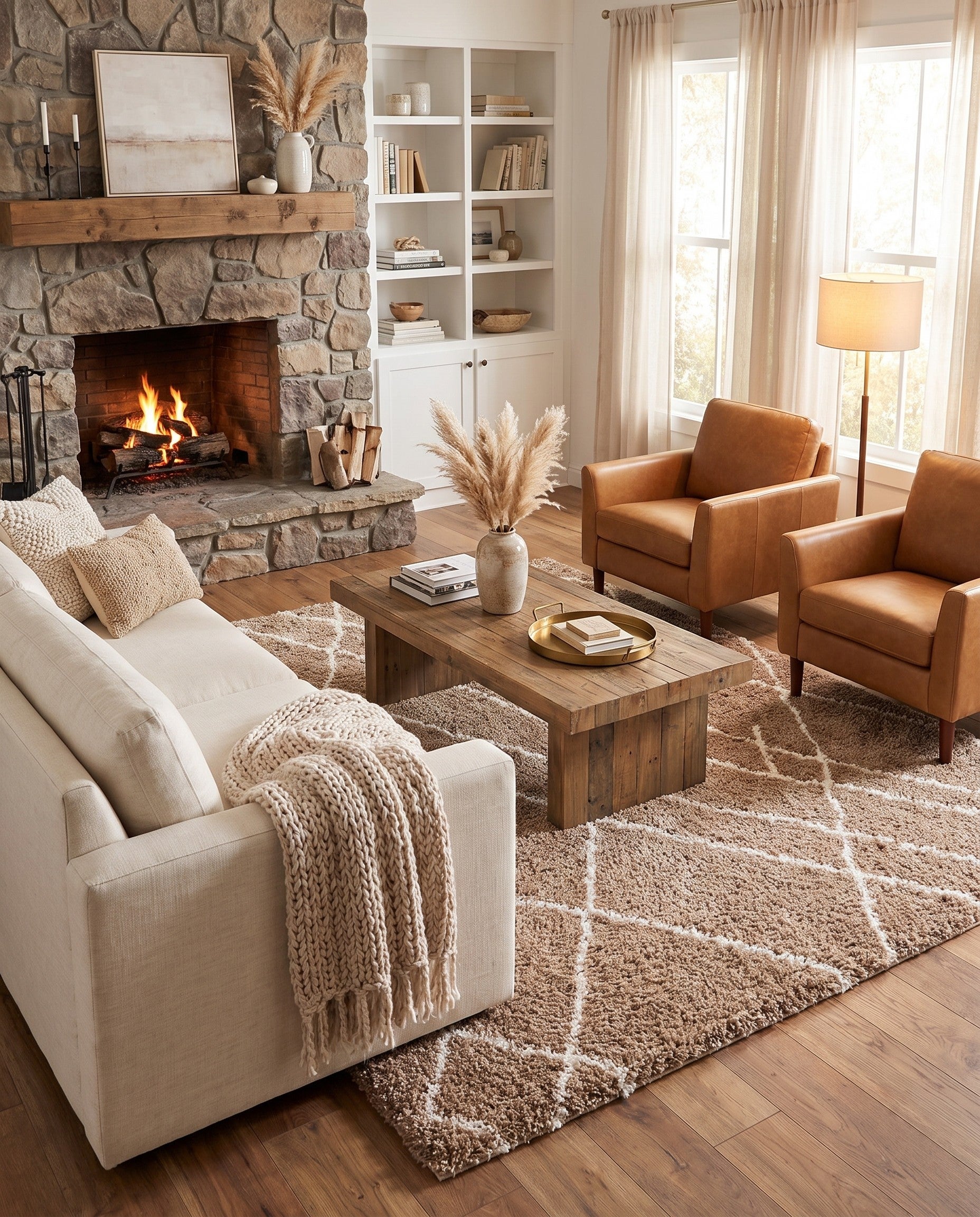 Khaki Soft Touch Shag Square Rug