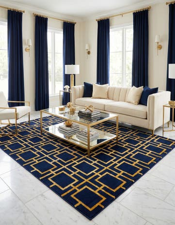 Navy Blue Gold Marilyn Monroe&trade; Glam Deco Rug