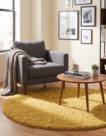 Yellow Everyday Shag Round Rug