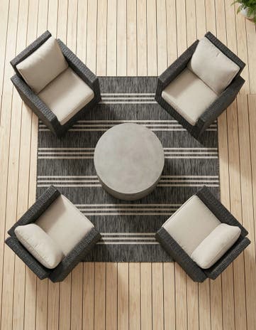 Charcoal Easy-Clean Jill Zarin Anguilla Indoor / Outdoor Square Rug