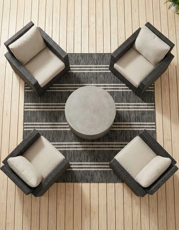 Charcoal Easy-Clean Jill Zarin Anguilla Indoor / Outdoor Square Rug