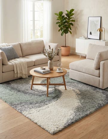 Sage Green Soft Touch Shag Square Rug