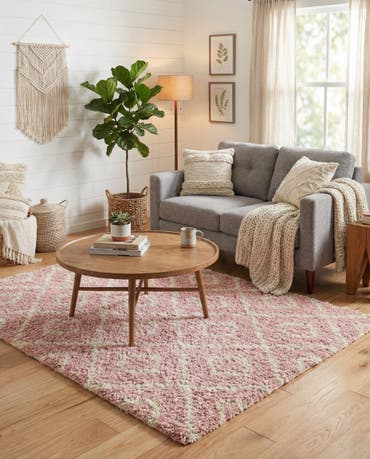  5' 3 x 5' 3 Lattice Shag Square Rug