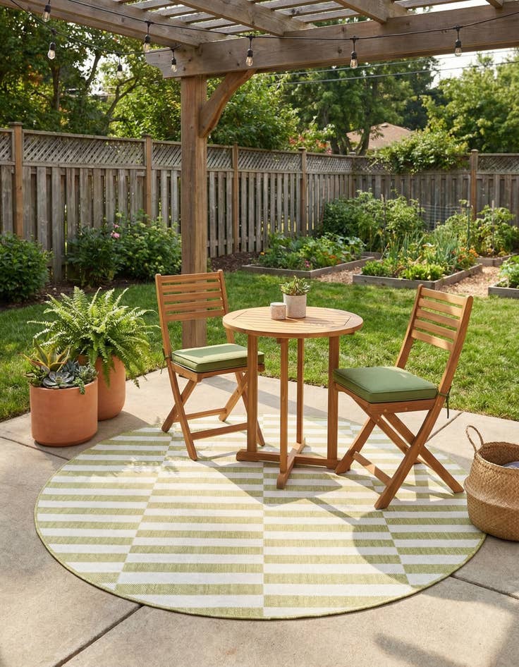 Detail image of 6' x 6' Washable Ribbon Indoor / Outdoor Round Rug