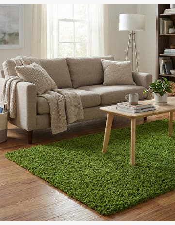 Grass Green Solid Shag Rug
