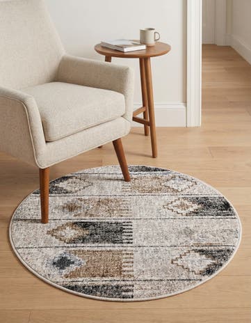 3' 3 x 3' 3 Eco Southwestern Round Rug