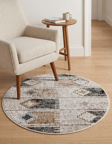 3' 3 x 3' 3 Eco Southwestern Round Rug