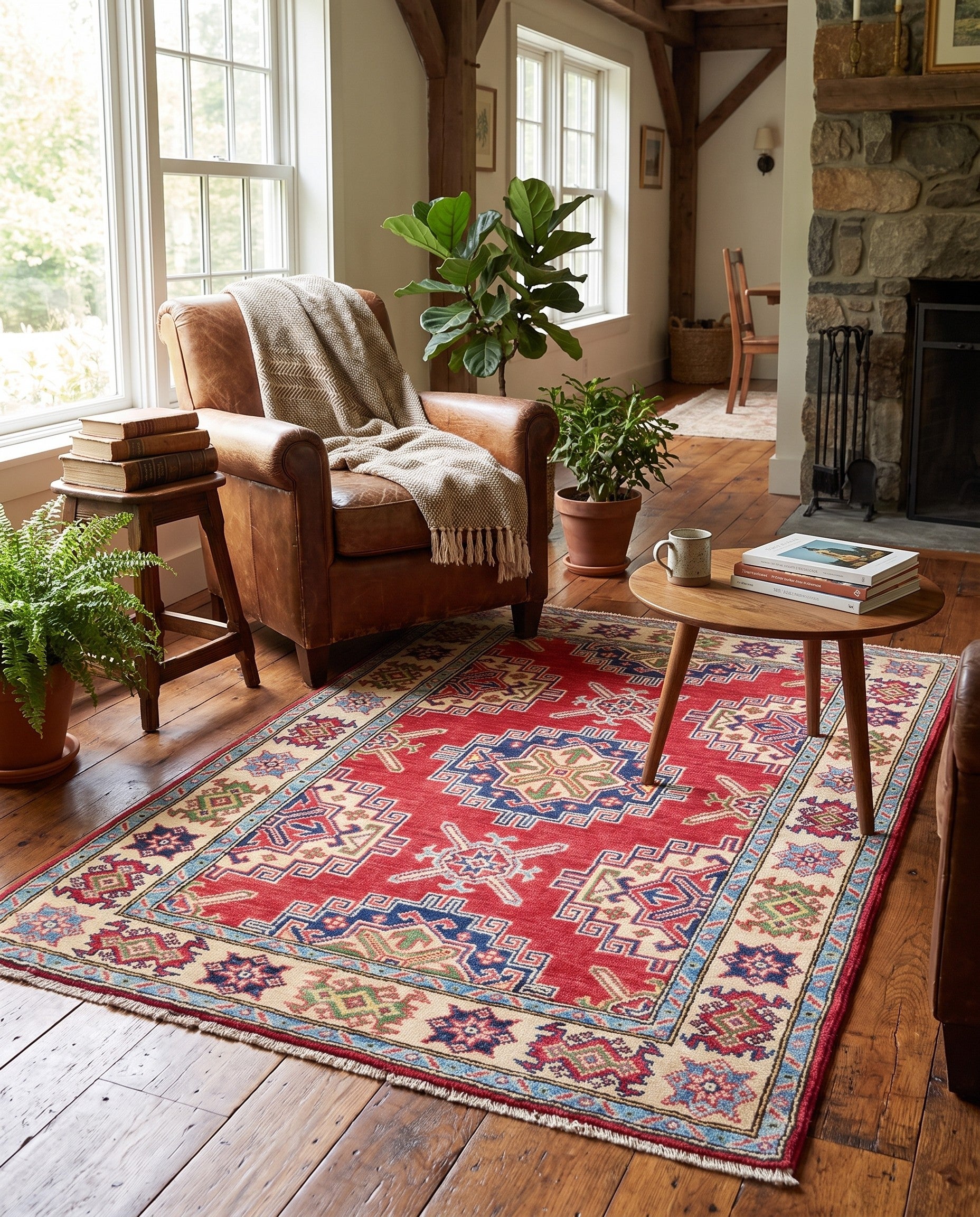 3' 5 x 5' 2 Hand Knotted Kazak Rug