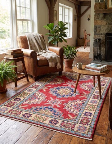 3' 5 x 5' 2 Hand Knotted Kazak Rug
