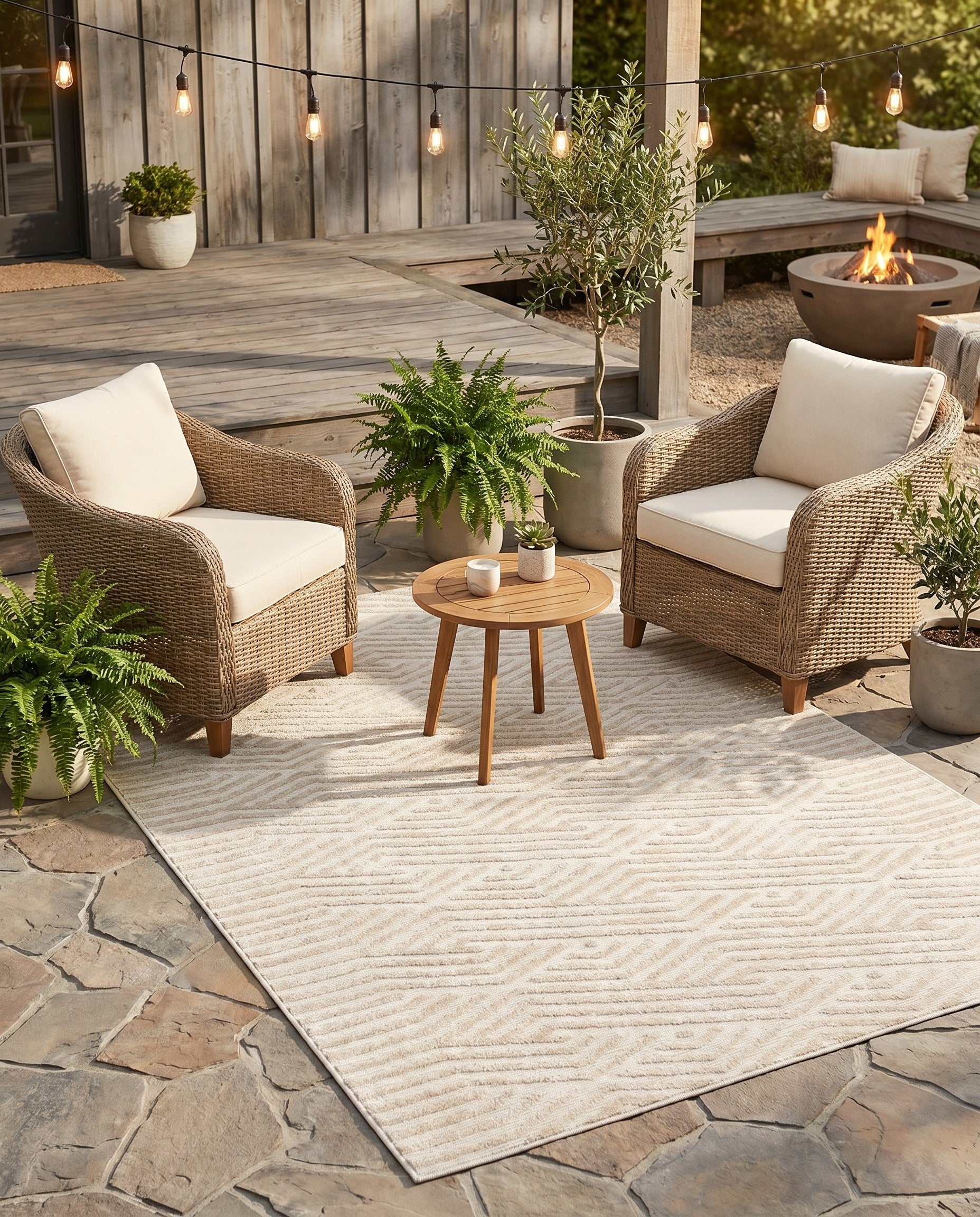 Beige Easy-Clean Sabrina Soto Hudson Indoor / Outdoor Rug