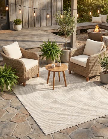Beige Easy-Clean Sabrina Soto Hudson Indoor / Outdoor Rug