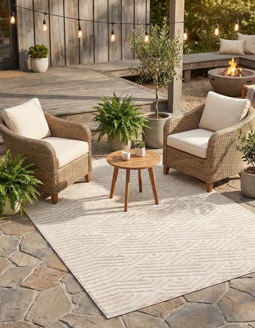 Beige Easy-Clean Sabrina Soto Hudson Indoor / Outdoor Rug