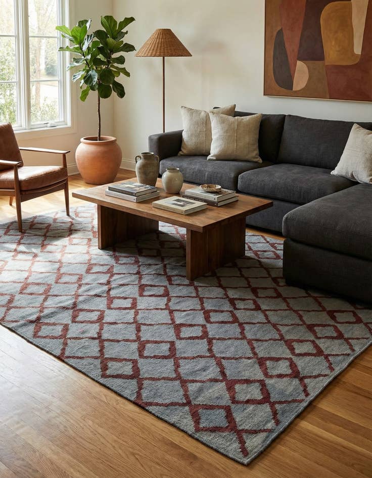 Detail image of 6' 3 x 7' 10 Hand Woven Kilim Modern Wool Square Rug