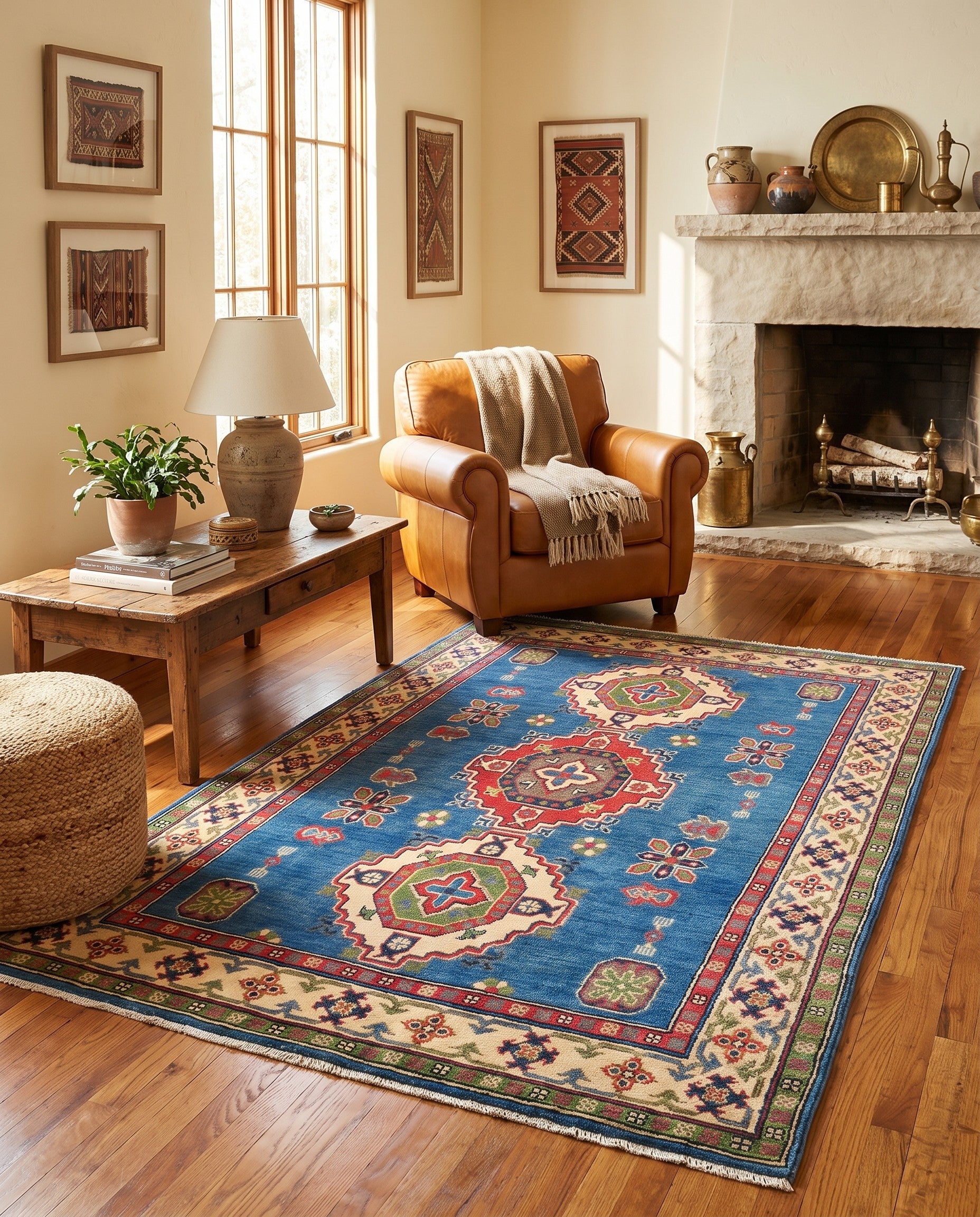 4' x 6' 6 Hand Knotted Kazak Rug