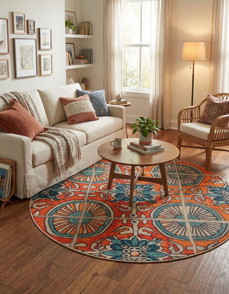 Detail image of 6' x 6' Washable Hyacinth Round Rug