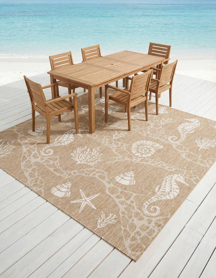 Detail image of 10' x 10'  Washable Coastal Indoor / Outdoor Square Rug