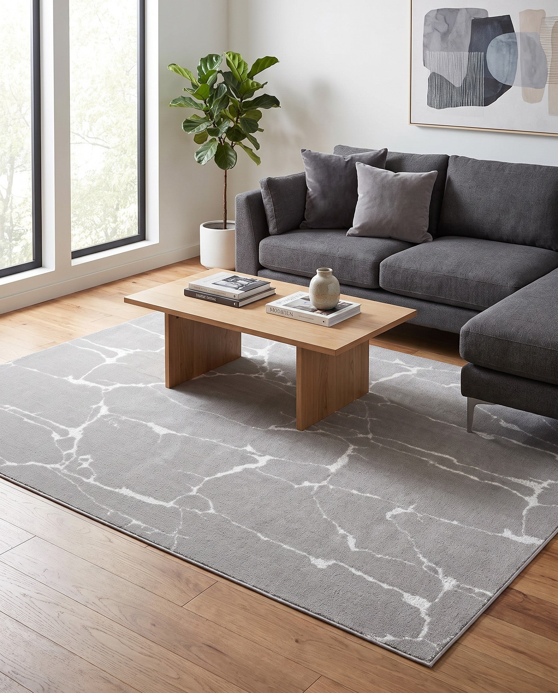 Gray and Silver Vogue Geo Rug