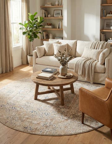 Beige Villa Round Rug