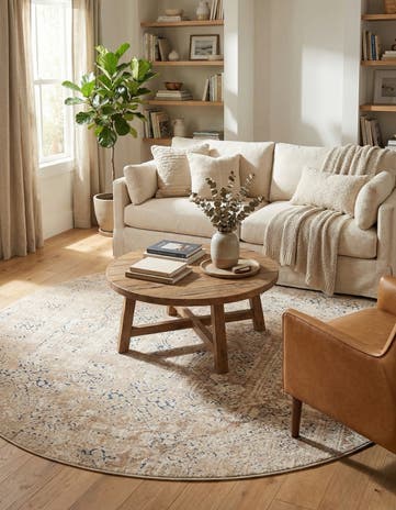 Beige Villa Round Rug
