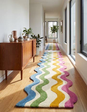 2' 7 x 13' 1 Happy Rugs Wavy Wool Runner