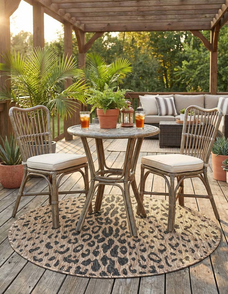 Detail image of 3' x 3'  Washable Safari Indoor / Outdoor Round Rug