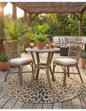 Natural Easy-Clean Safari Indoor / Outdoor Round Rug