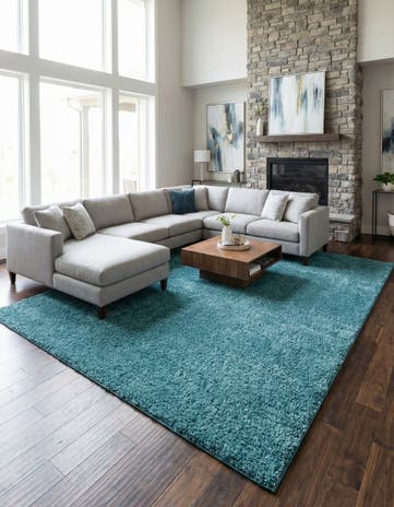 Turquoise Soft Solid Shag Rug