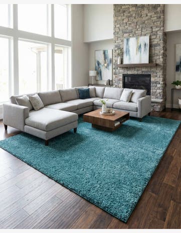 Turquoise Soft Solid Shag Rug