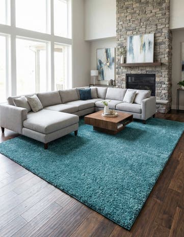 Turquoise Soft Solid Shag Rug