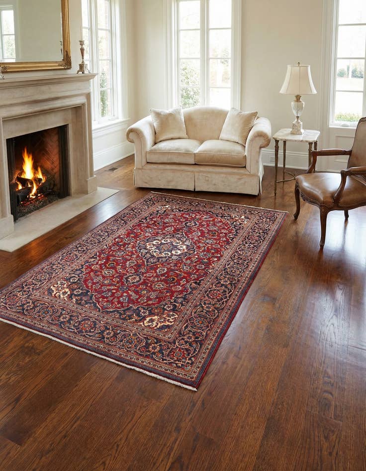 Detail image of 4' 8 x 6' 9 Kashan Wool Rug