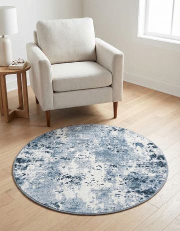 Vintage Blue Aurora Round Rug