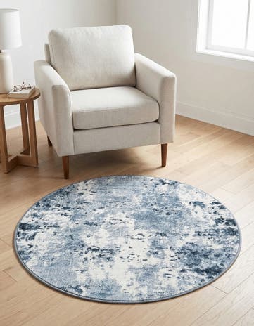 Vintage Blue Aurora Round Rug