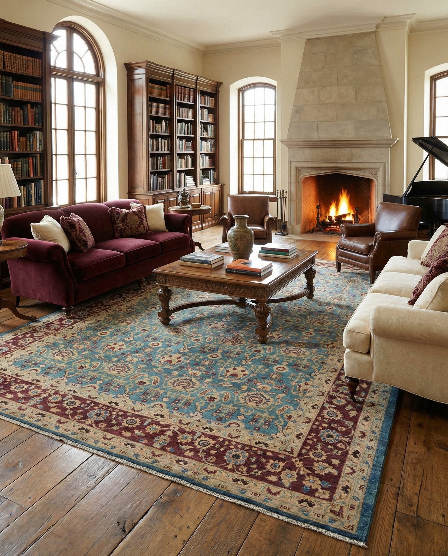 12' 3 x 17' Hand Knotted Peshawar Ziegler Rug